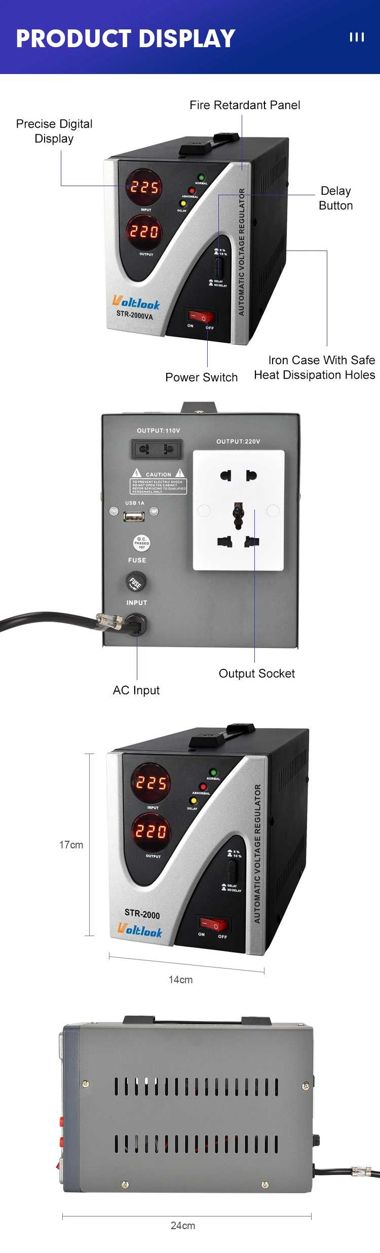 Voltplus Full Automatic Voltage Regulator 220V 2kVA Stac St 2000W 2kVA